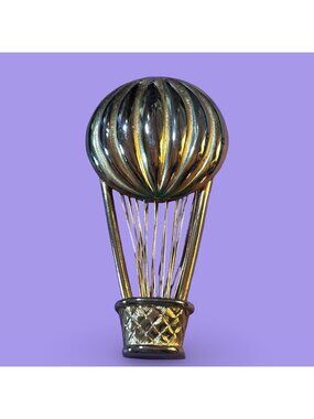 Gold-Tone Hot Air Balloon Brooch By M.J. Ent 0.9 oz Pin Statement Vintage